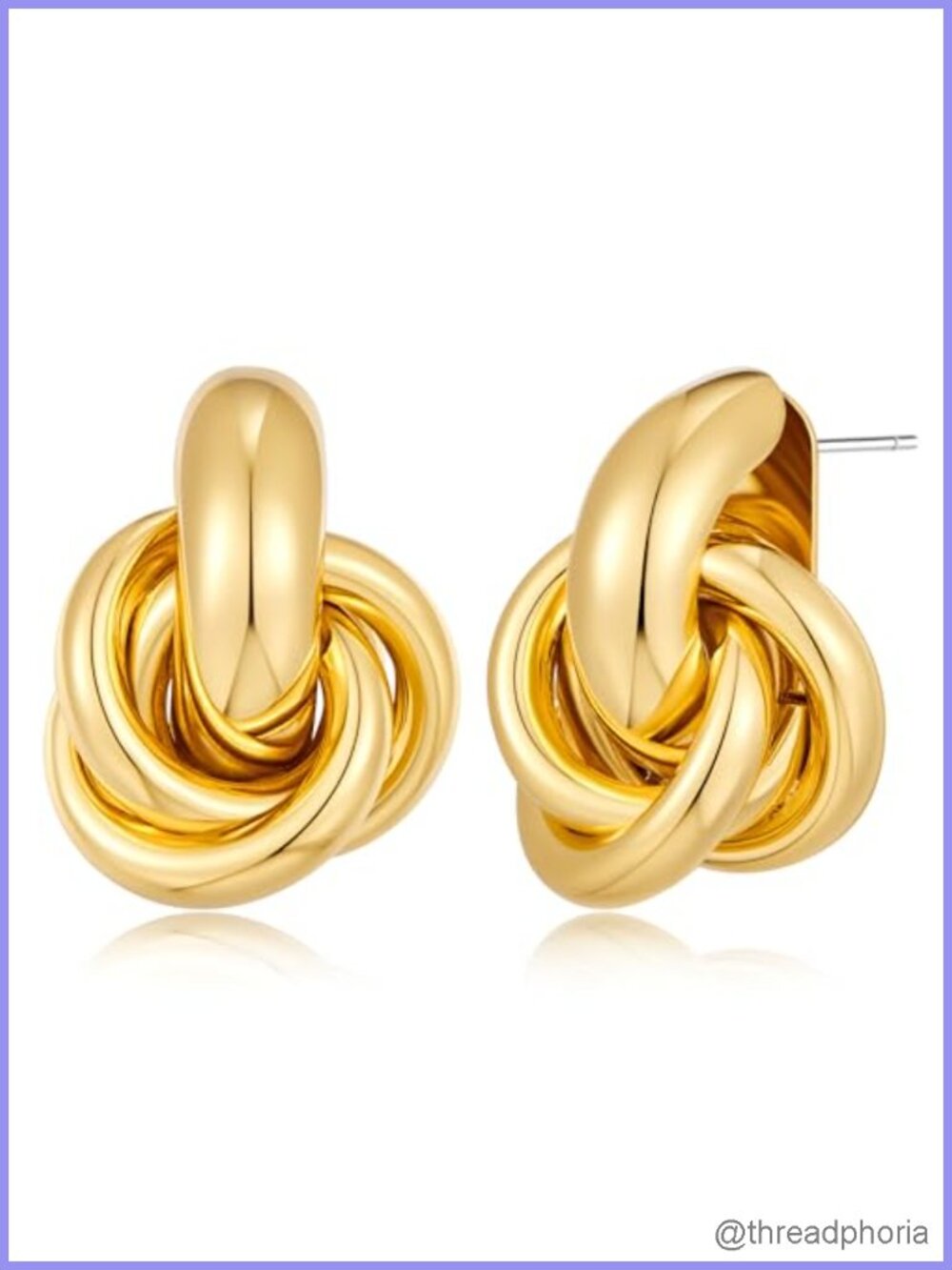 14K Gold Plated Chunky Knot Stud Earrings Geometric Drop Dangle Women